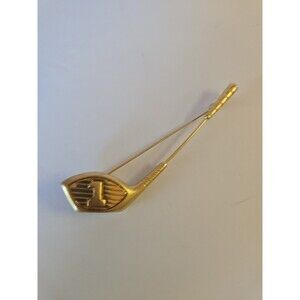 Vintage Tona Golf Club Brooch Pin Gold Tone Sports Jewelry Large 3.5 in Driver